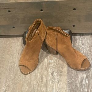 Aldo Buckskin Peep-Toe Ankle Boots